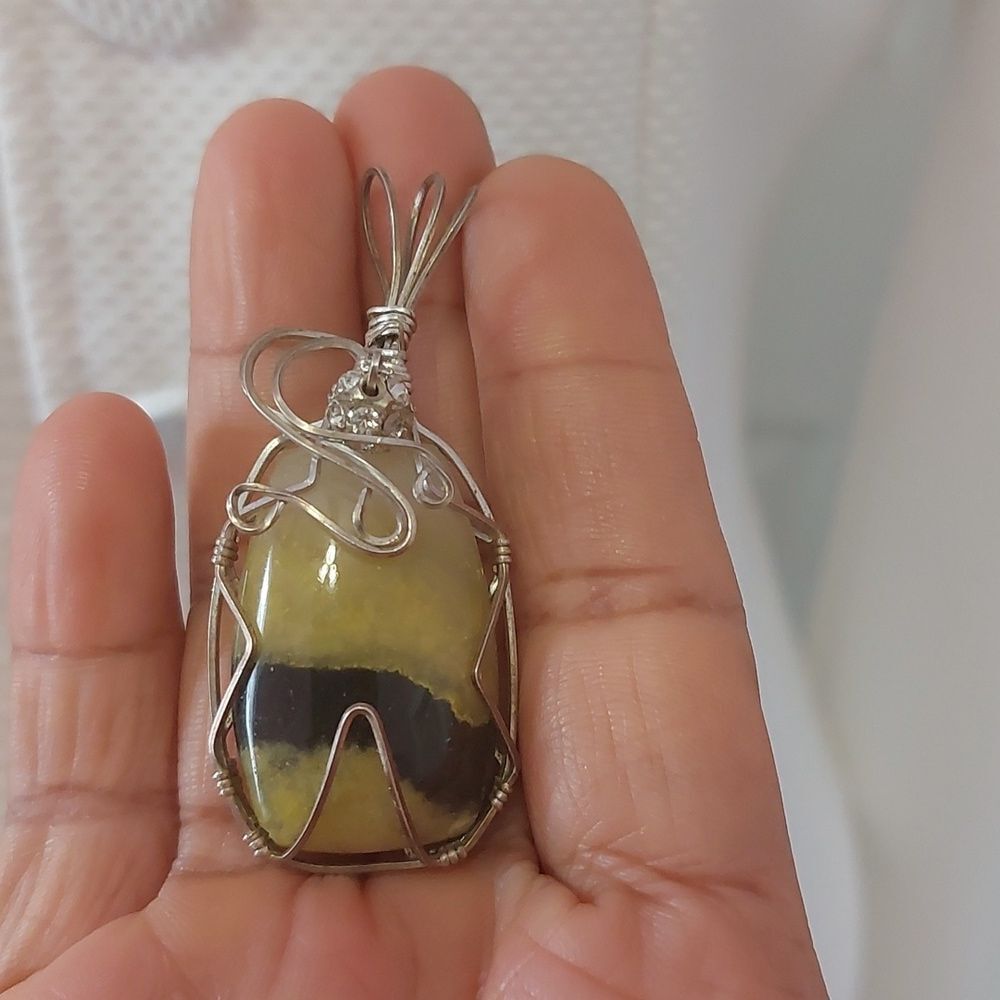 Natural Septarian Agate Dragon Stone Wired Pendant